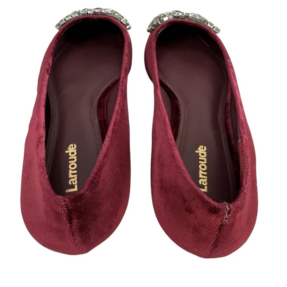 NWOT Larroude Lee Crystal-Embellished Bow Velvet Ballet Flats Size 6 - Picture 10 of 16
